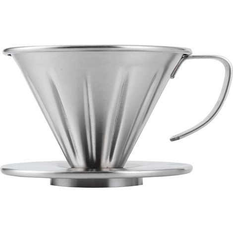 Filtre à café conique en acier inoxydable avec support pour tasse, accessoires pour machine à café, usage domestique et professionnel. (1/5)