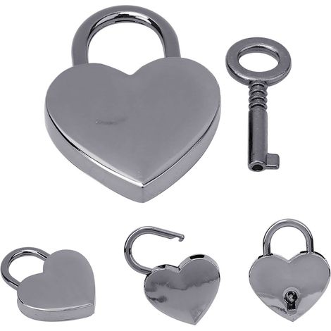 Cadenas à Cœur Vintage 30x39mm Noir avec 2 Clés - Décoration Maison et Loisirs Créatifs (1/4)
