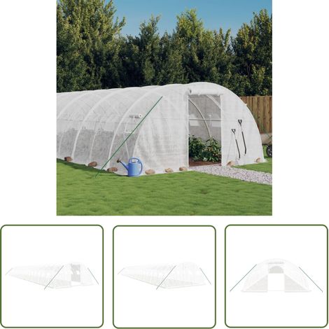 The Living Store Serre avec cadre en acier blanc 88 m² 22x4x2 m - Serre De Jardin - Abri Jardin - Tunnel De Jardin - Serrez Blanche - Serre Grande Taille (1/5)
