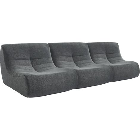 sweeek - 3er-Set modulierbare 1-Sitzer Sessel mit strukturiertem Bouclé-Bezug, Strukturiertes Bouclé, Anthrazit (1/5)