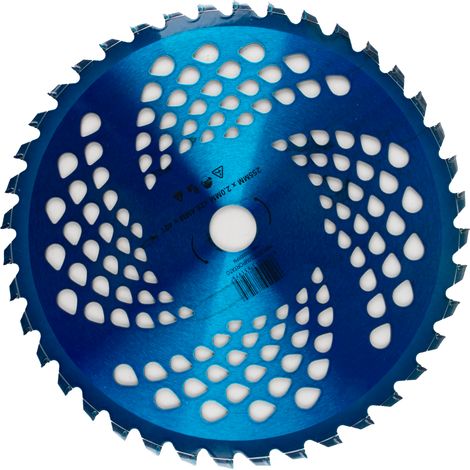 Disco professionale per decespugliatore con 40 denti in tungsteno anodizzato blu Ø esterno 255mm Ø foro 25,4mm per qualsiasi tipo di erba e vegetazione (1/7)