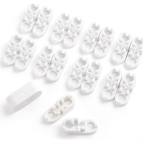 Store vénitien/enrouleur à perles blanches de type divisé avec connecteur à perles de traction en plastique, cordon de traction et chaînette à perles denses. (1/5)