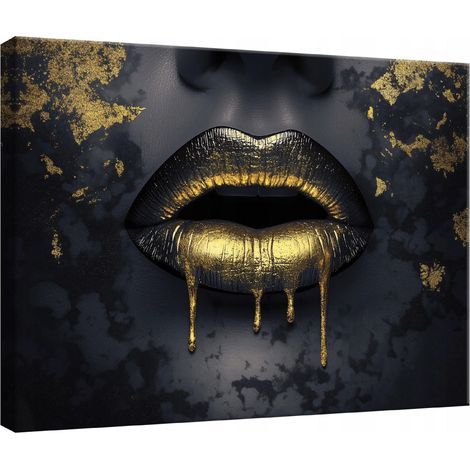 Peinture pour chambre salon cuisine femme visage bouche sur toile Murale 120x80 (1/3)