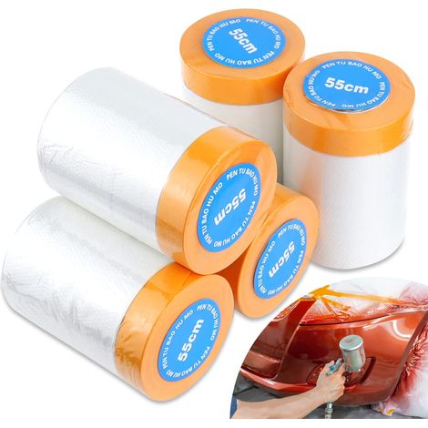Bache De Protection Peinture - Film Masquage Transparent 55 cm x 20 m - Pour Meuble Sol Mur Tapis - 5 Rouleaux