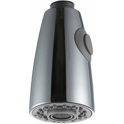 Doccetta estraibile di ricambio a due funzioni per rubinetti da cucina, compatibile con lavelli da cucina, finitura cromata, interfaccia da 1/2" - argento (1/5)