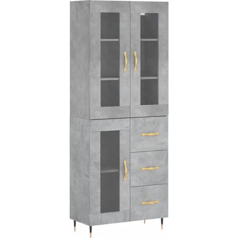 Maison Exclusive - Buffet haut Gris béton 69,5x34x180 cm Bois d'ingénierie (1/5)