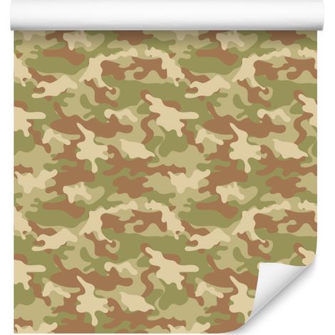 Carta da parati mimetica militare oro e gialla per soggiorno e camera da letto 50x1000 cm (1/5)