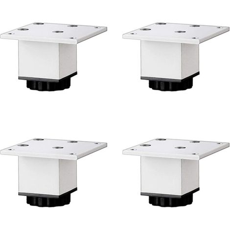 Pieds de meuble de cuisine et de salle de bain en alliage d'aluminium, pieds de meuble carrés réglables, argent givré, 4 pièces (5 cm/2 pouces) (1/5)