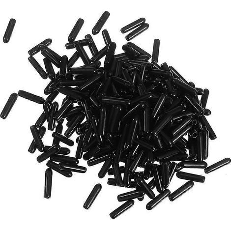 250 pièces de capuchons de protection en caoutchouc noir pour filetage de boulons de poteaux de tuyaux-2X0.3CM-Black (1/3)
