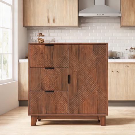 Buffet marron en panneau de particules 75 x 39 x 80 cm (1/5)