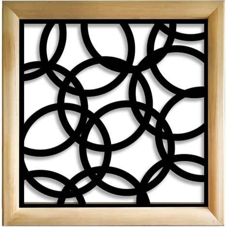 CERCHI SMALL - Moduli Decorativi in Legno e PVC - Misura: 98x98 cm - Colore: nero
