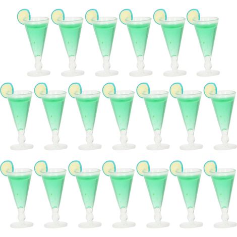 20 Mini Verres à Cocktail pour Maison de Poupée, Scène de Vie Simulée Échelle 1:12, Jouets de Décoration pour Maison de Poupée, Vert (1/5)