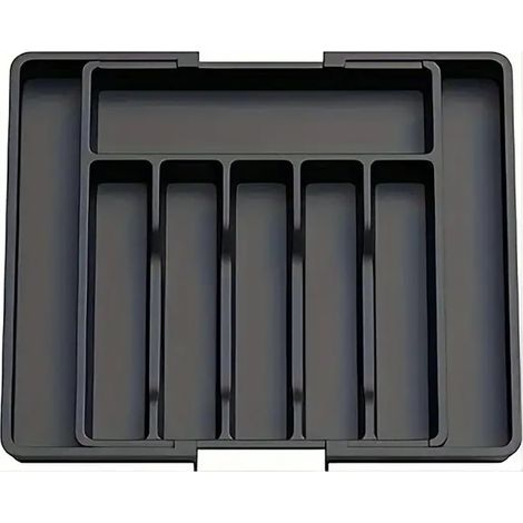 Organisateur de tiroir extensible pour couverts, plateau à 8 compartiments profonds pour ustensiles et couverts, séparateur de tiroir de cuisine ajustable pour couteaux, cuillères et fourchettes. (1/4)