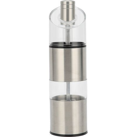 Moulin à poivre cylindrique multifonction en acier inoxydable incliné, bouteille d'assaisonnement en acrylique (L) (1/5)