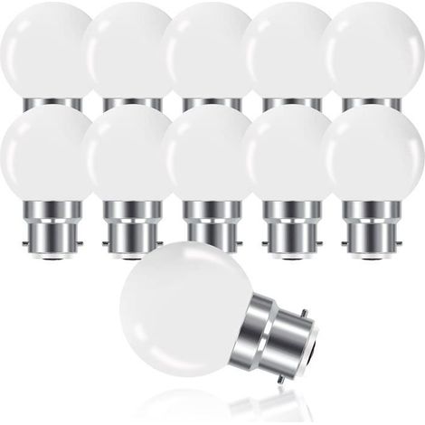 KLVGTIFS PU - Ampoule LED à baïonnette B22 3 W, mini-ampoule de golf B22 G45, blanc chaud 3 000 K, 280 lm, non variable, lot de 10 [Classe (1/5)