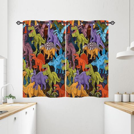 Rideau Occultant Dessin Animé Animaux Dinosaure Tenture Opaque à Oeillets Draperies Intérieurs Rideau Thermique Isolant pour Maison Chambre Salon Fenetre 2 Pièces L 71 x H 138 cm - 71L X 138H cm (2 Pa (1/5)