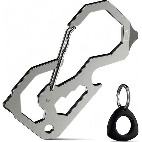 Multiherramienta EDC tamaño tarjeta crédito, estuche protector Smart Finder mosquetón, abridor botellas destornillador llave hexagonal palanca (1/5)
