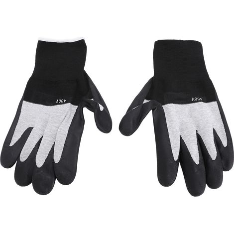 Gants isolants pour électricien, paire en nylon ignifuge avec paume en caoutchouc, résistance 400V, protection contre les tensions électriques (1/5)