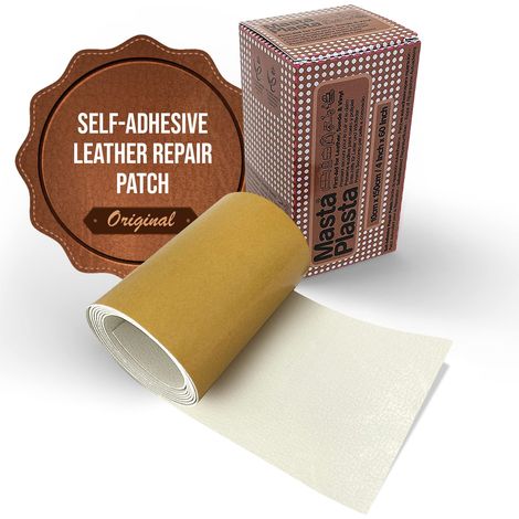 MastaPlasta Toppe autoadesive originali per la riparazione della pelle AVORIO 150 x 10 cm. Il tuo kit di riparazione pelle rapido e facile, per divani, sedili auto e fai da te (1/5)