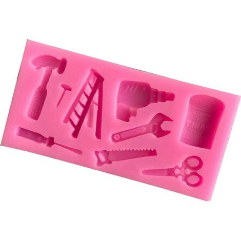 Moules à fondant innovants en forme d'outils métalliques, en silicone souple, faciles à démouler, compatibles lave-vaisselle, disponibles en plusieurs couleurs. (1/5)