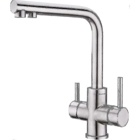 Grifo mezclador 3 en 1 de acero inoxidable con filtro y caño giratorio de 360°. (1/5)