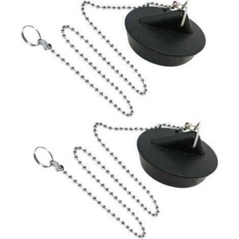 Tapón de fregadero de goma de 2 piezas con cadena de bolas, tapón de fregadero universal de acero inoxidable con gancho para fregadero