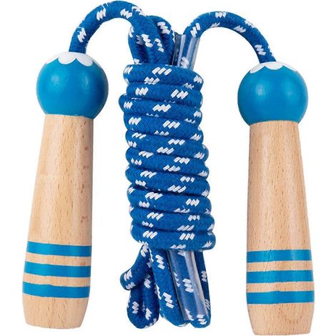 Corde à sauter pour enfants, idéale pour le fitness et l'exercice physique. Poignée ergonomique en bois lisse, corde tressée en coton de longueur ajustable pour les activités de plein air. (1/4)