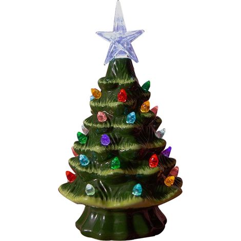 18,8 cm großer Keramik-Weihnachtsbaum, kleiner festlicher Baum für den Schreibtisch mit Stern (1/5)