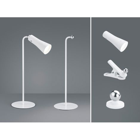 3 in 1 LED Akku Tischleuchte MAXI mit Klemm- & Klebestation, Weiß H: 36cm (1/5)