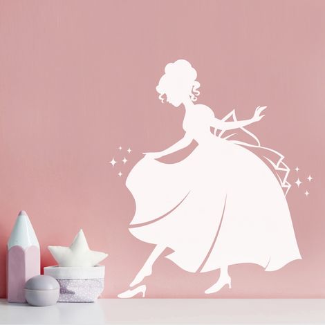 Sticker Mural - Princesse - 17x20 cm - Noir (1/3)