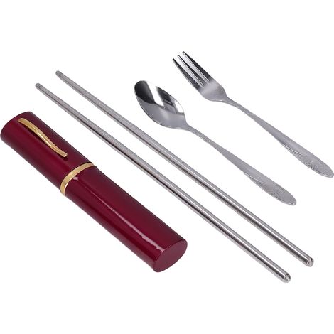 Ensemble de couverts petit, portable, élégant, pratique, emballage raffiné, réutilisables, pour les voyages et les activités de plein air. (1/5)