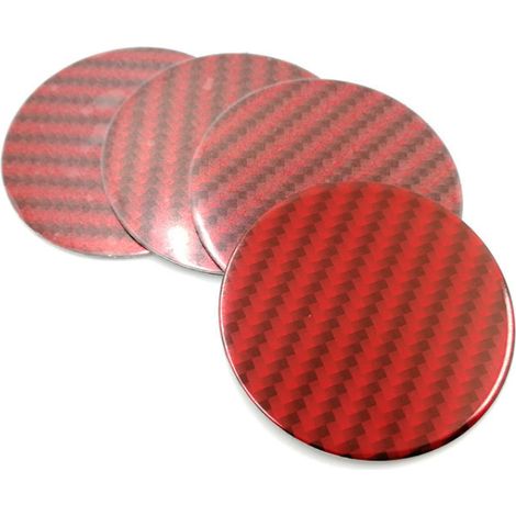 (50 mm - Rouge) Lot de 4 enjoliveurs de roue de voiture en fibre de carbone rouge (45 mm et 50 mm) - Accessoires de personnalisation et de style (1/5)