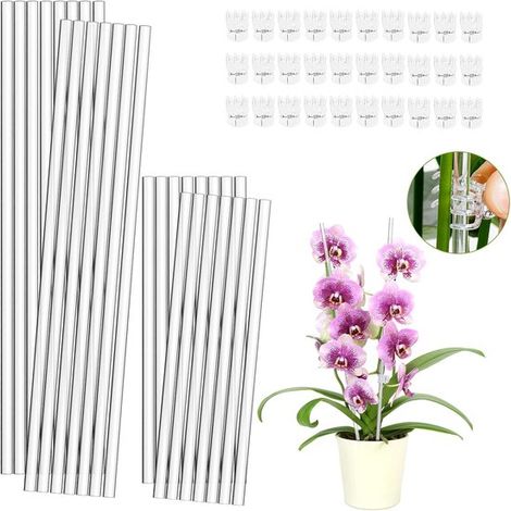 Pflanzenstäbe Pflanzenstütze, 15 Stück à 28 cm und 15 Stück à 40 cm Transparente Acryl Pflanzenstütze mit 30 Pflanzenclips für Zimmer und Gartenp (1/5)