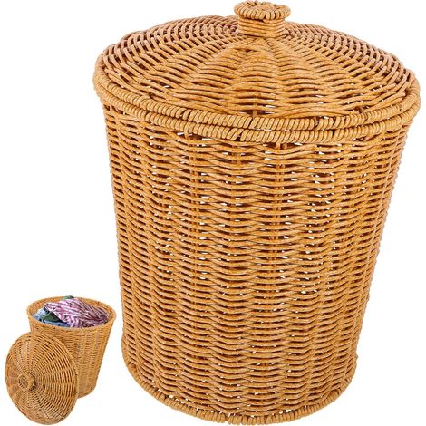 à linge tressé avec couvercle en osier naturel Panier de