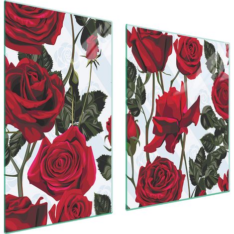 Glasplatte und Schneidebrett 100x52 Rosen