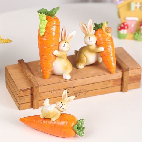 Figurine Résine Lapin - Décoration Pâques Printemps - Pour Intérieur Étagère Bureau Cheminée - 1 Pièce (1/5)