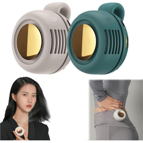 Petit ventilateur universel, mini ventilateur portable silencieux à pince, mini ventilateur rotatif à pince pour la taille (blanc + vert) (1/5)