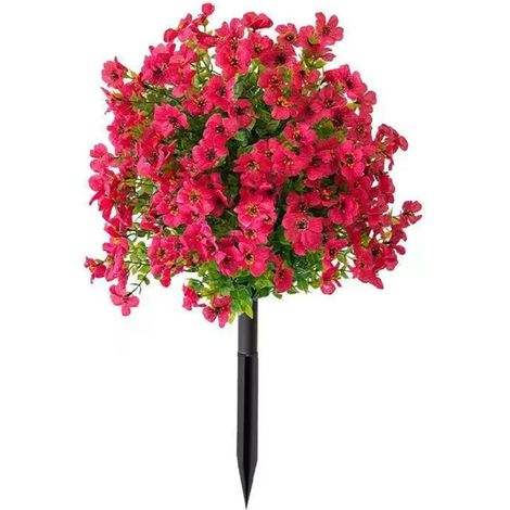 Buis artificiel à fleurs violettes, arbustes artificiels pour l'extérieur, résistants aux UV, avec piquet de fixation au sol, idéaux pour une véranda, un jardin ou une jardinière. (1/5)