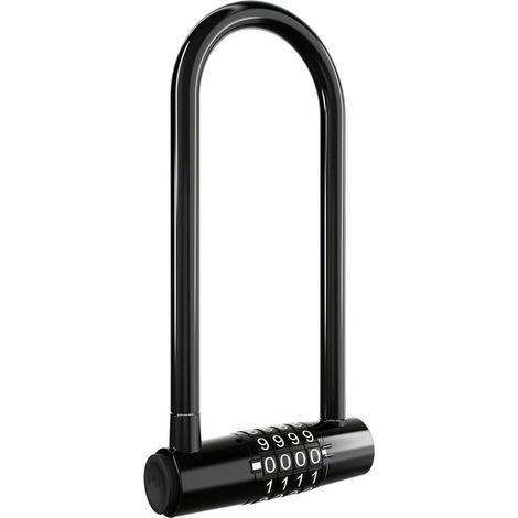 Antivol Vélo U Acier A3 Alliage Zinc 5 Chiffres 18.5x7.5cm Noir Support Étanche Sécurité Renforcée Sans Clé pour Trottinette (1/4)