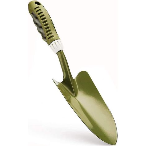 Truelle de jardin en acier au carbone indéformable, 34,3 cm L x 8,9 cm l, ergonomique, résistante à la rouille, avec poignée en PVC souple, idéale pour planter et transplanter. (1/4)