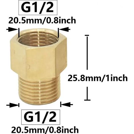 Raccord de connexion fileté en cuivre 1" - Réducteur de tuyau d'eau - Raccord de réparation de tuyau transitoire (1/5)
