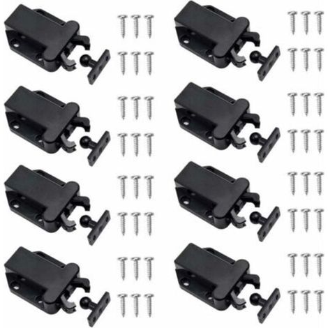Set mit 8 nichtmagnetischen Schnappverschlüssen für Schranktüren, Möbel, Schränke, schwarz (1/4)