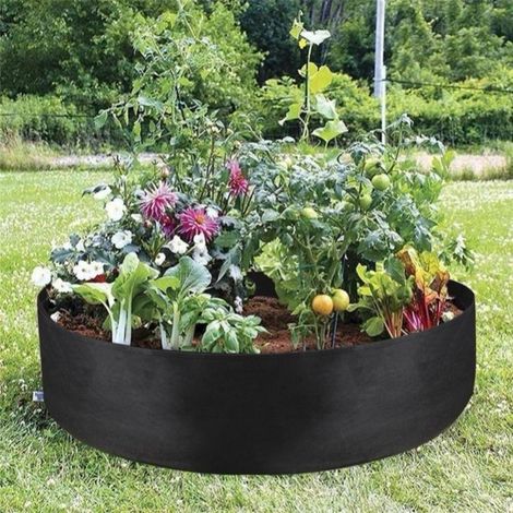 Lot de 1 Poche de Culture 55L (60 x 20) - Sac de Jardinage en Tissu Géotextile Résistant, Respirant et Durable - Contenant de Plantation pour Potager Urbain, Légumes et Fruits (Noir) (1/2)