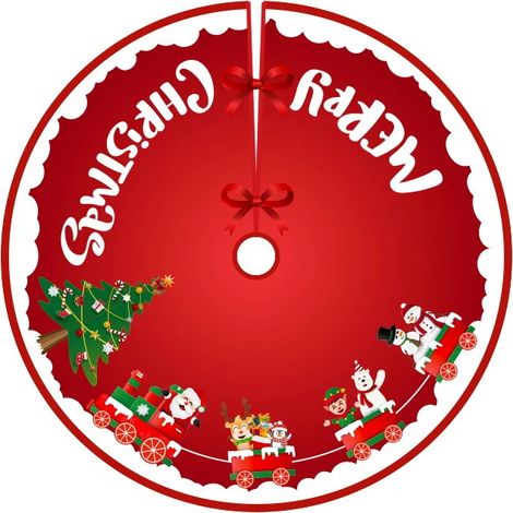 (C 90 cm) Chemise de Noël rouge ronde en peluche avec grelots, idéale pour décorer un sapin de Noël. (1/3)