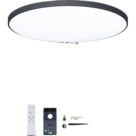 Plafoniera, controllo intelligente, dimmerabile, design moderno, nera (47 cm) (1/2)