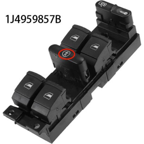 Interrupteur de lève-vitre électrique 1J4959857B, compatible avec les modèles Volkswagen Jetta fabriqués entre 1999 et 2005, commande la montée et la descente des vitres électriques, facile à utiliser
