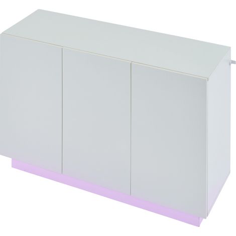 Weißes Hochglanz-Sideboard mit LED, 120 x 40 x 75 cm, aus Spanplatte, MODENUIT (1/5)