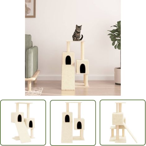 The Living Store Arbre à chat avec griffoirs en sisal Crème 82 cm - Arbre À Chat - Meuble Pour Chat - Tour À Chat - Griffoir - Chat (1/5)