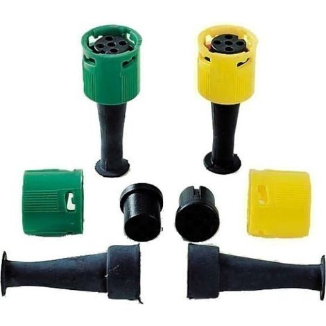 Connectique remorque ronde complète avec bague verte – Insert métallique pour durabilité – Connexion sécurisée véhicule-remorque