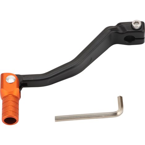 CNC machined aluminum alloy gearshift lever, black-orange, compatible with Kawasaki KLX series/Honda CRF250L/CRF300L off-road motorcycles, modified anti-folding gearshift lever.--DTEKGAZ (1/5)